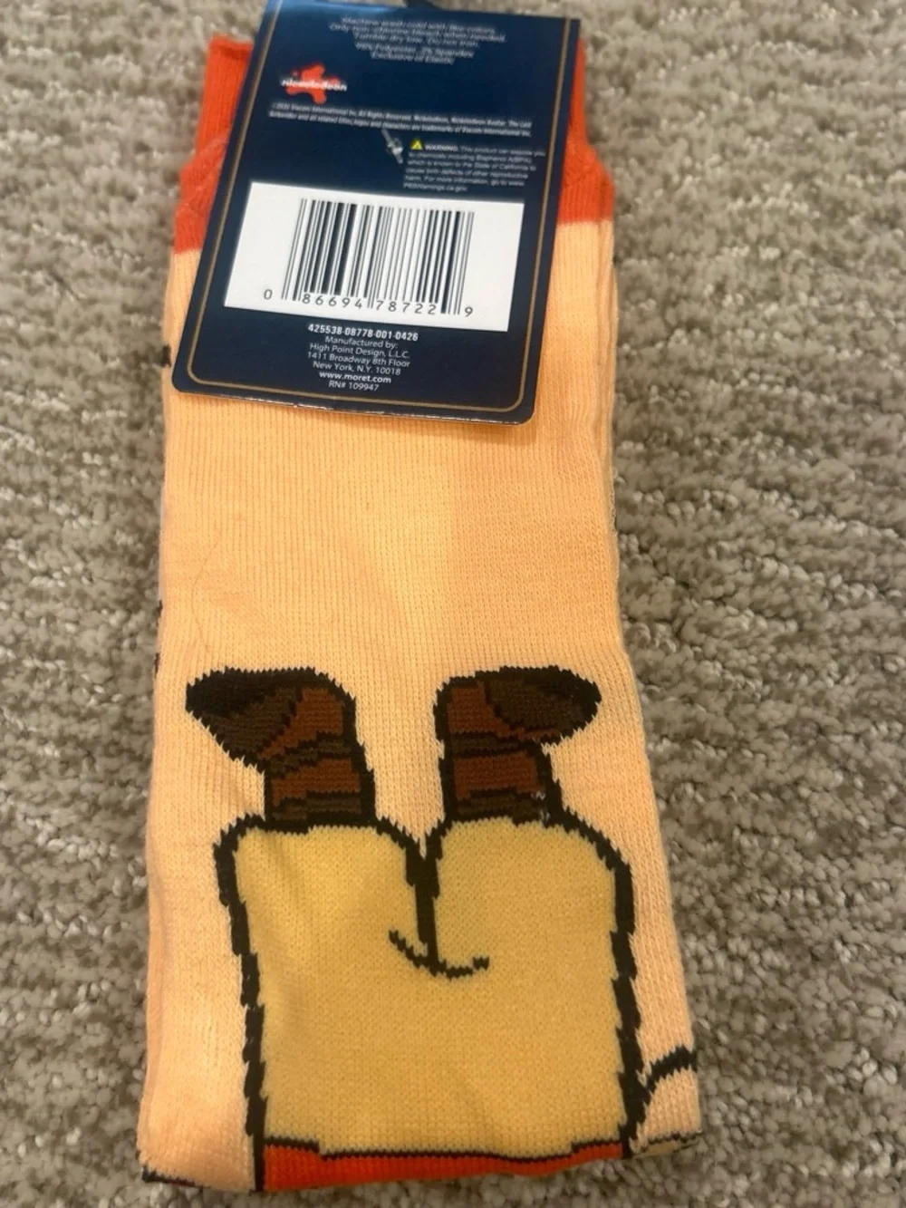 Nickelodeon Avatar Aang Face Crew Socks - Orange, Blue, Black, Cream